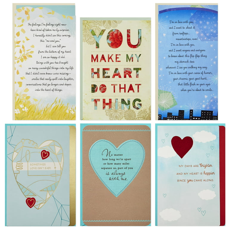 Hallmark Pack of Valentine's Day Cards, Heart (6 Cards with Envelopes)