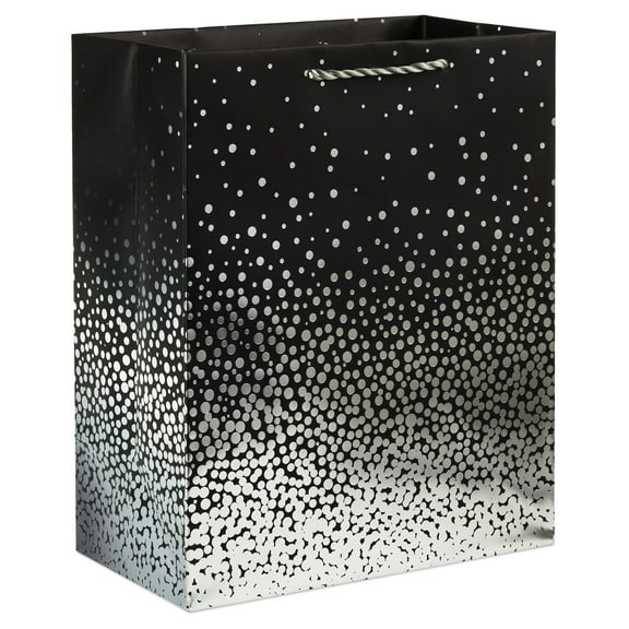 Hallmark Medium Gift Bag (Black with Cascading Silver Dots)