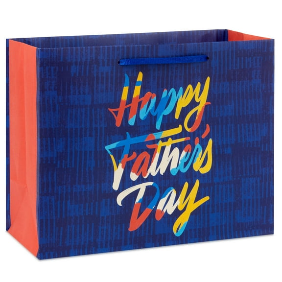 Hallmark Medium Horizontal Father's Day Gift Bag (Brushstroke Lettering on Blue)