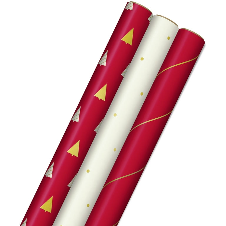  Hallmark Holiday Wrapping Paper with Cut Lines on Reverse (3  Rolls: 120 sq. ft. ttl) Teal, Yellow, Pink, Orange Patchwork and Donkeys  for Christmas, Kwanzaa, Three Kings Day : Health & Household