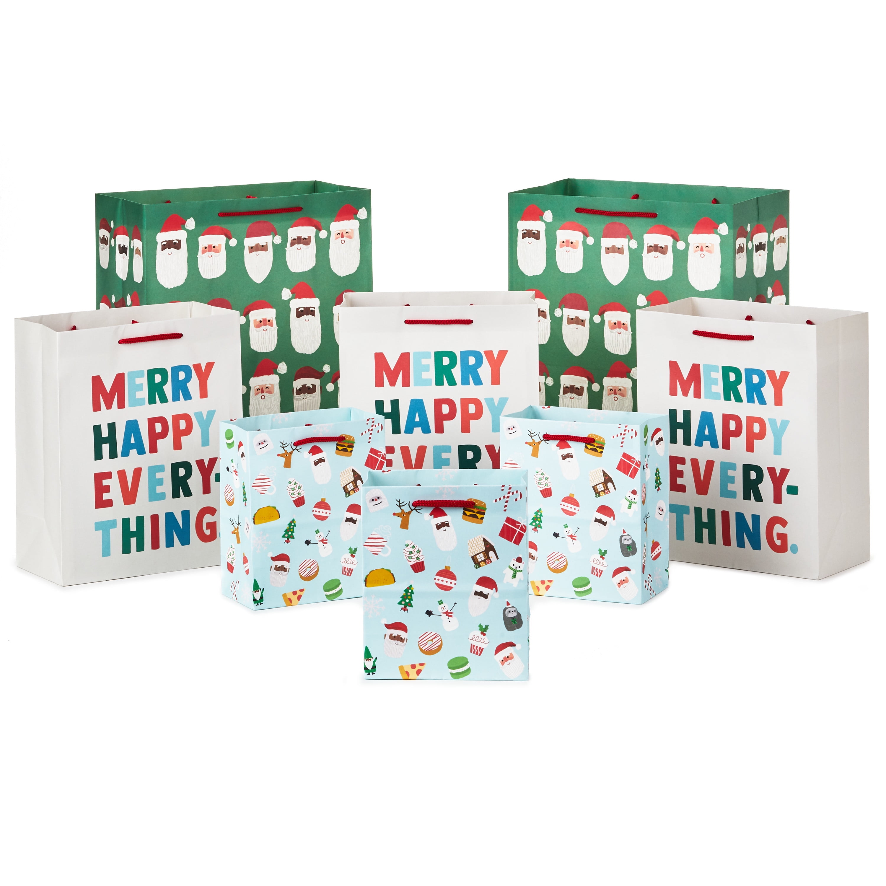 Festive Assorted Holiday Gift Bags Set with Santa and Icons