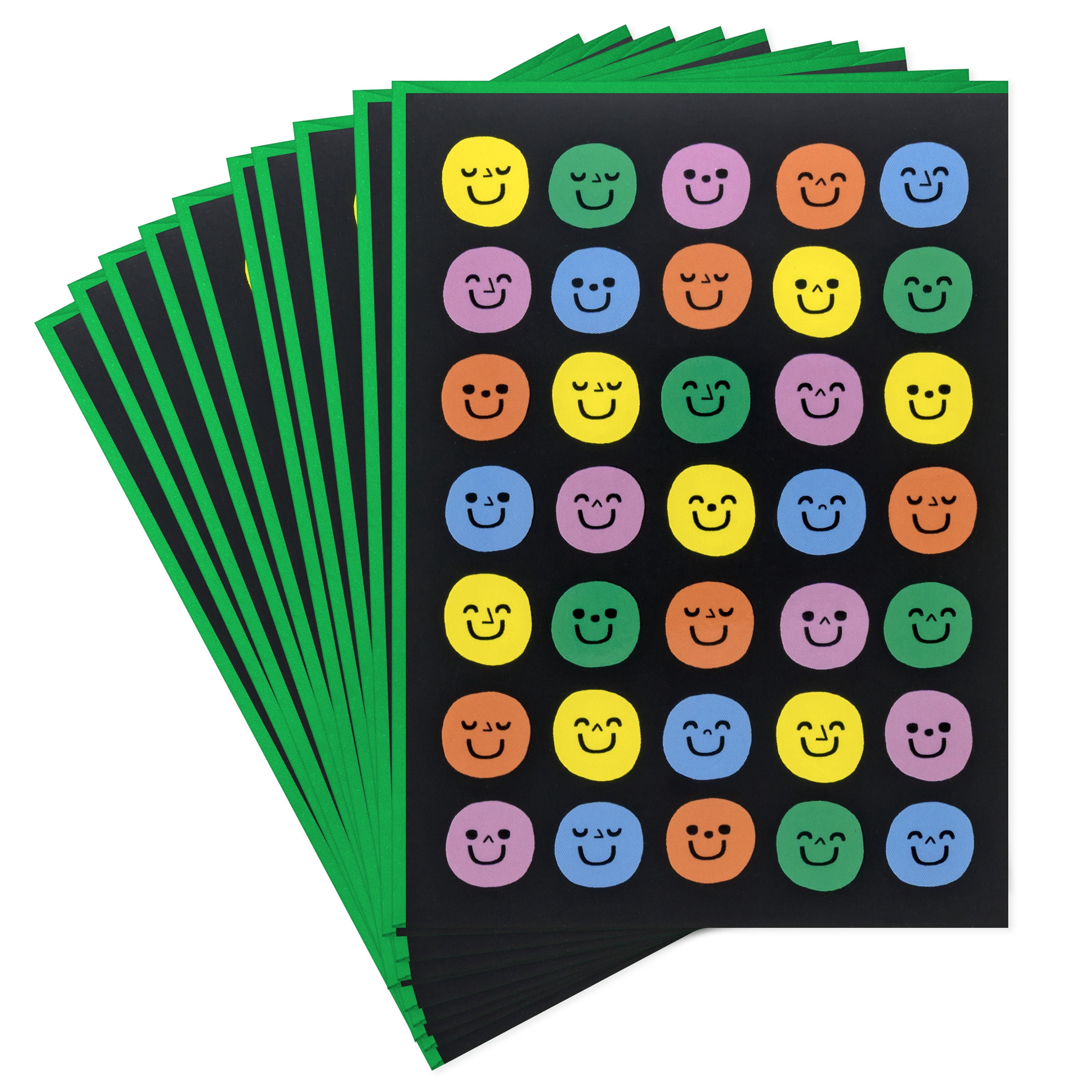 Hallmark Blank Notes (Smiley Faces on Black), Pack of 10