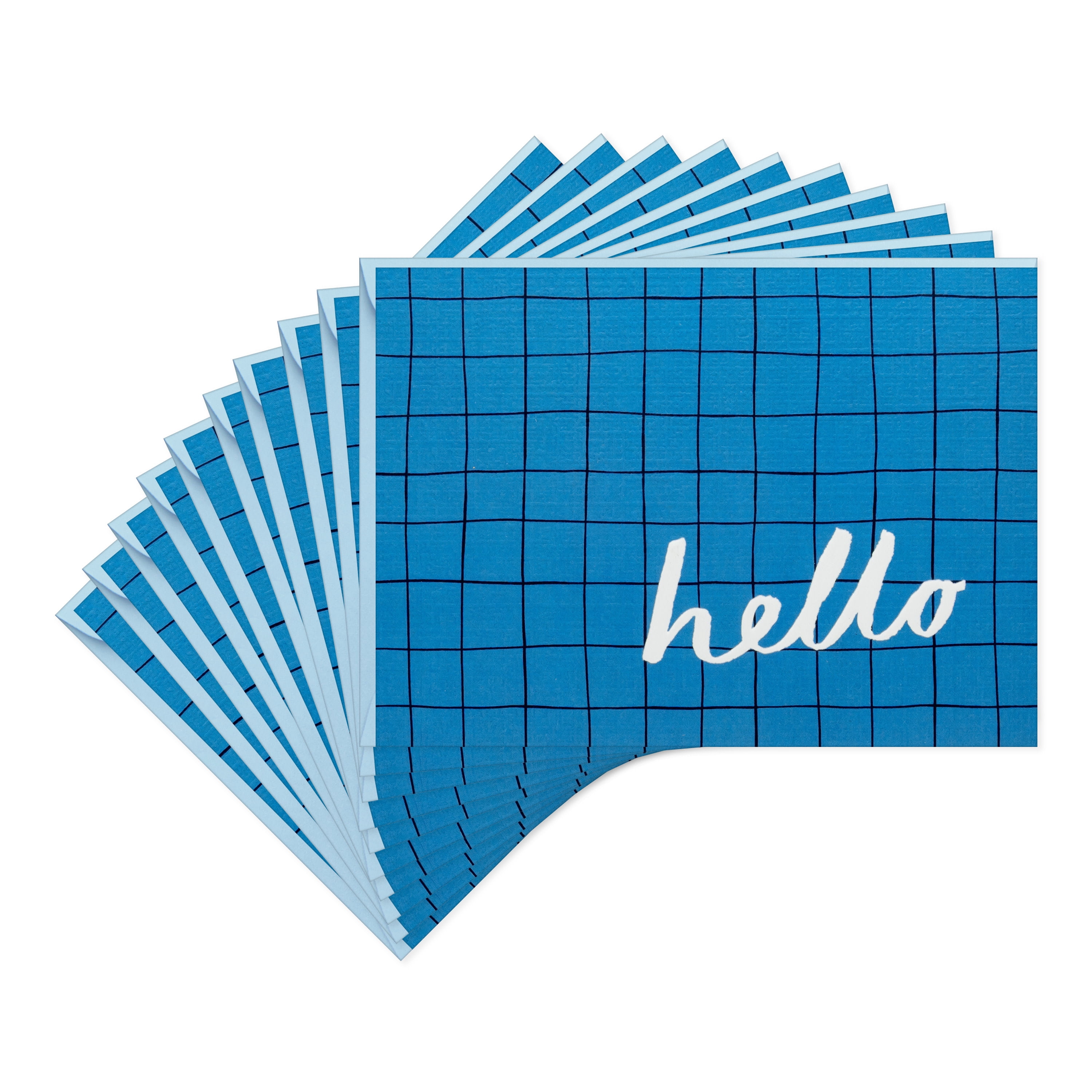 Hallmark Blank Thinking of You Notes (Grid on Blue), Pack of 10