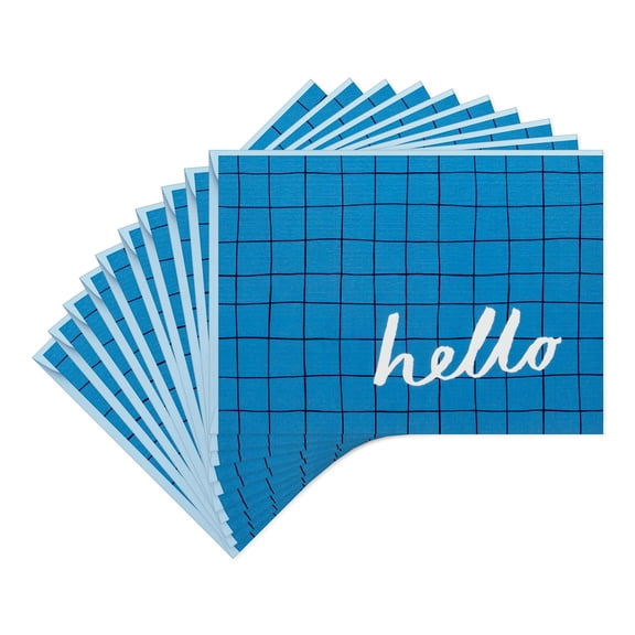 Hallmark Blank Thinking of You Notes (Grid on Blue), Pack of 10