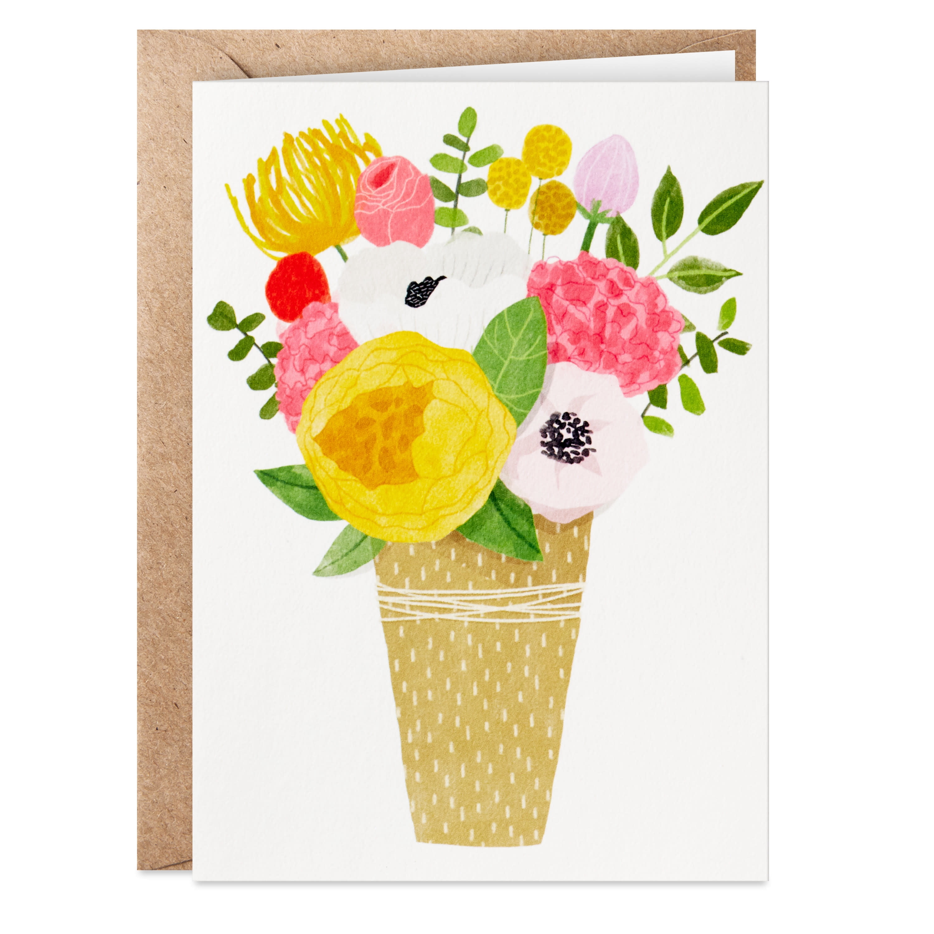 Hallmark Blank Notes With Customizable Stickers (Floral Vase), Pack of 10