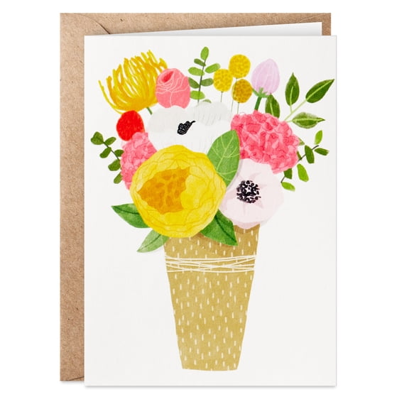 Hallmark Blank Notes With Customizable Stickers (Floral Vase), Pack of 10