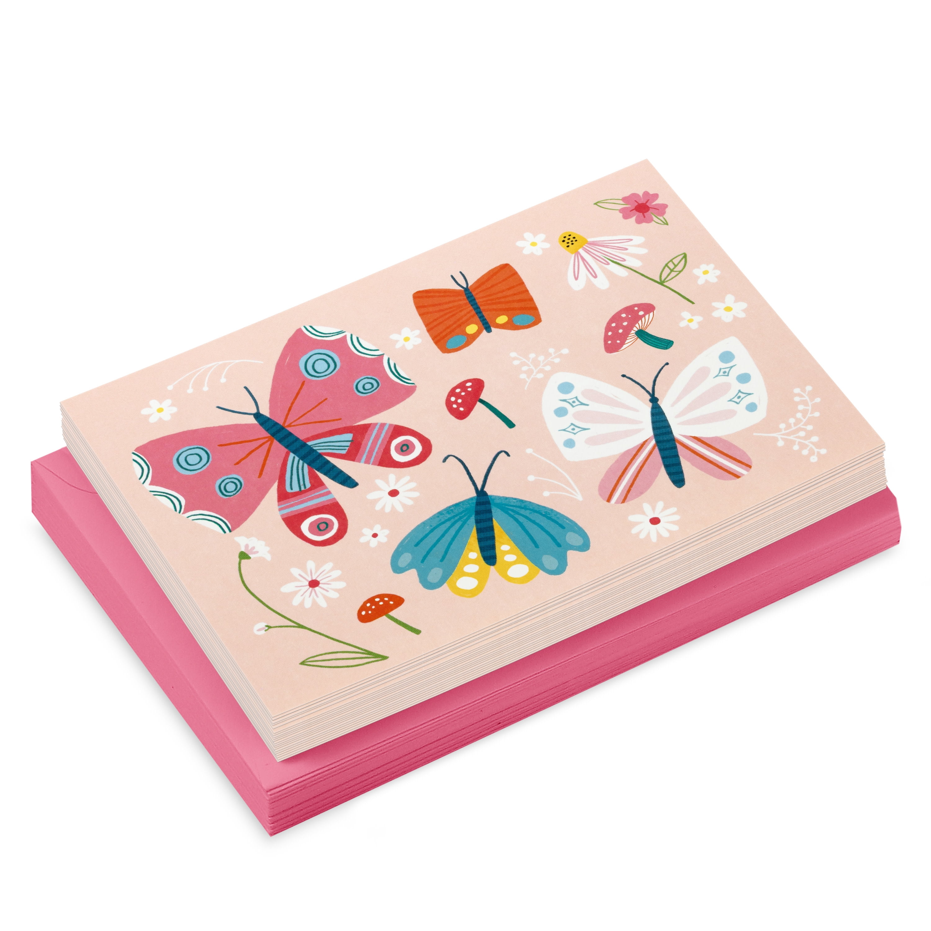 Hallmark Blank Notes (Pink Butterflies), 20 Count