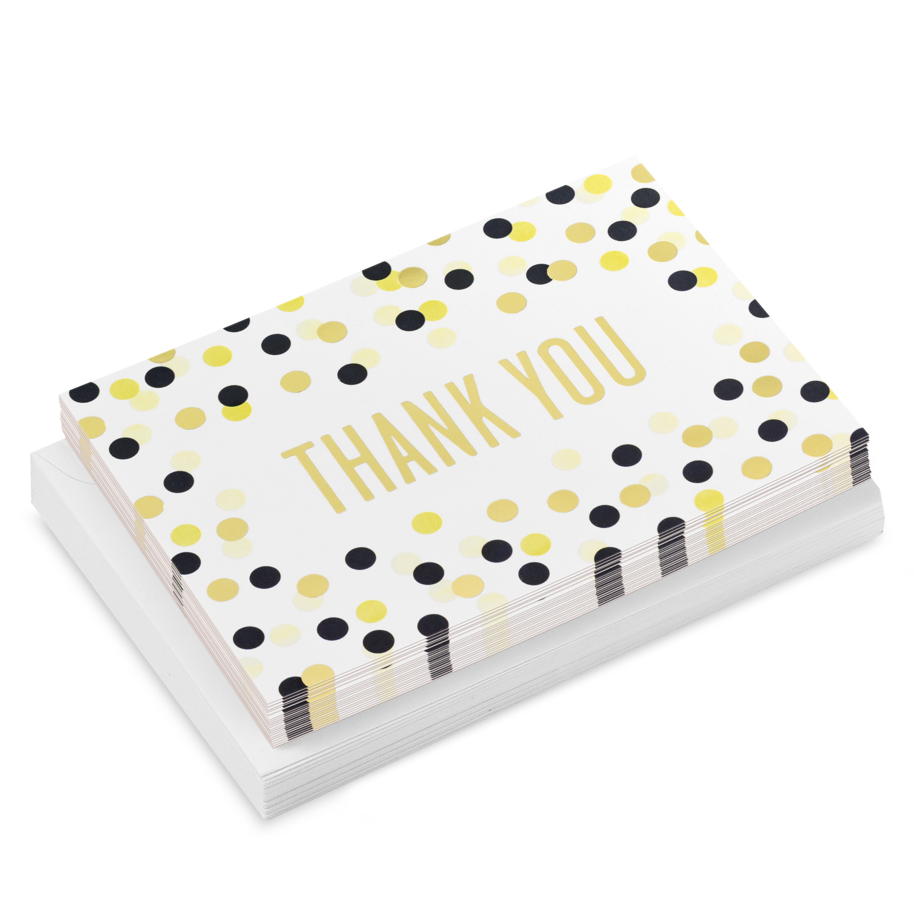 Hallmark Blank Thank You Notes (Gold and Black Dots), 20 Count