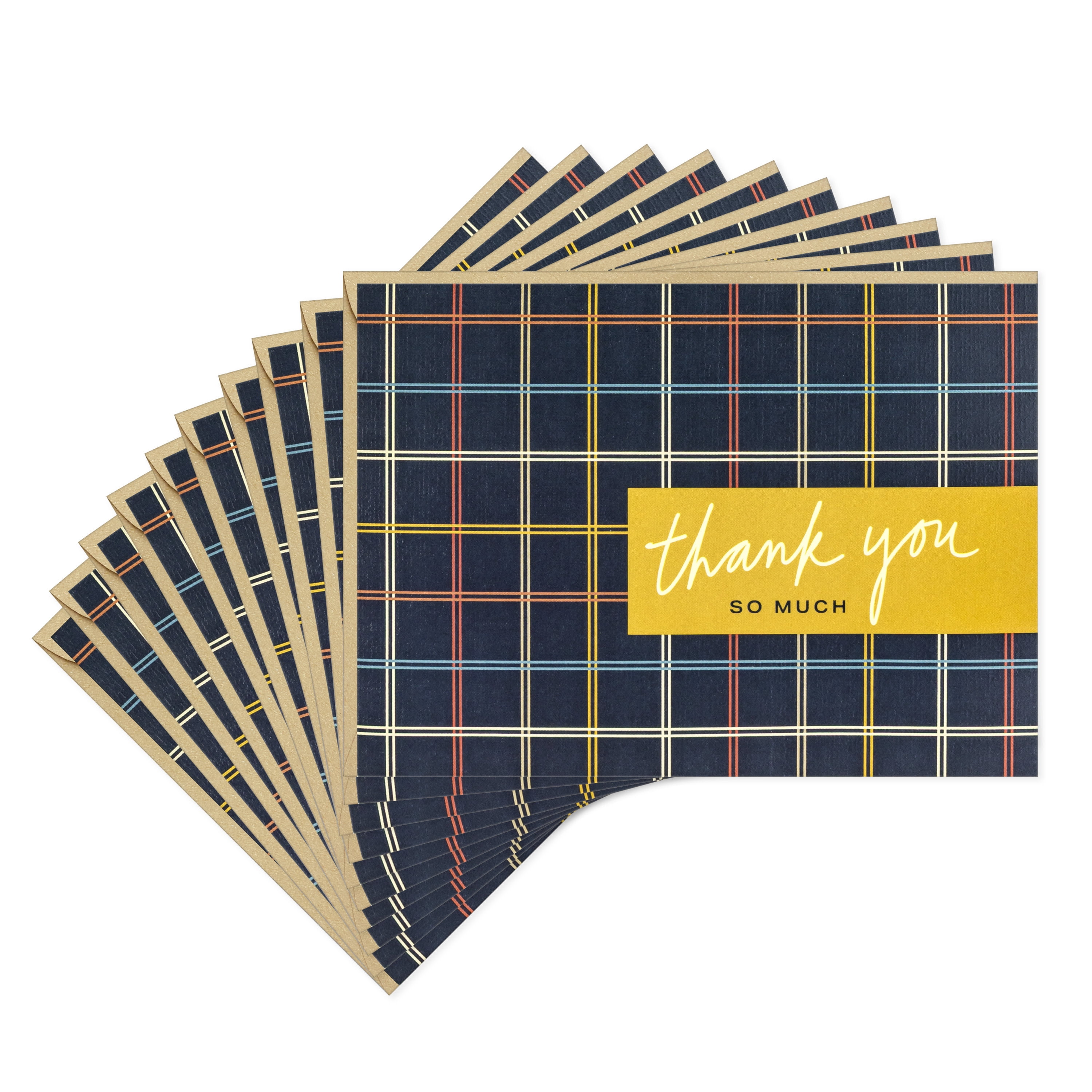 Hallmark Blank Thank You Notes (Dark Plaid), Pack of 10