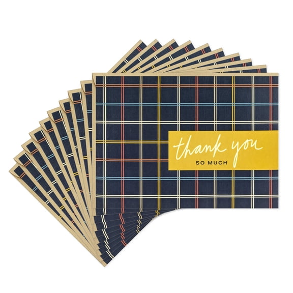 Hallmark Blank Thank You Notes (Dark Plaid), Pack of 10