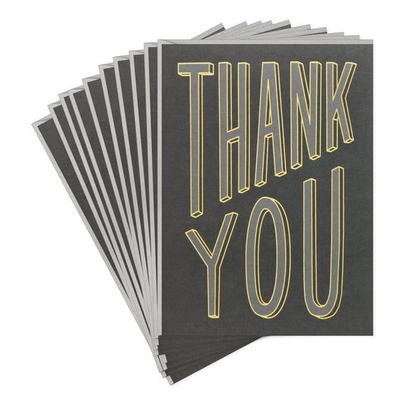 Hallmark Blank Thank You Notes (Gray and Gold), Pack of 10