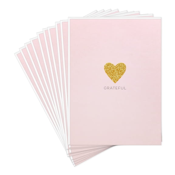 Hallmark Blank Thank You Notes (Grateful Heart on Pink), Pack of 10