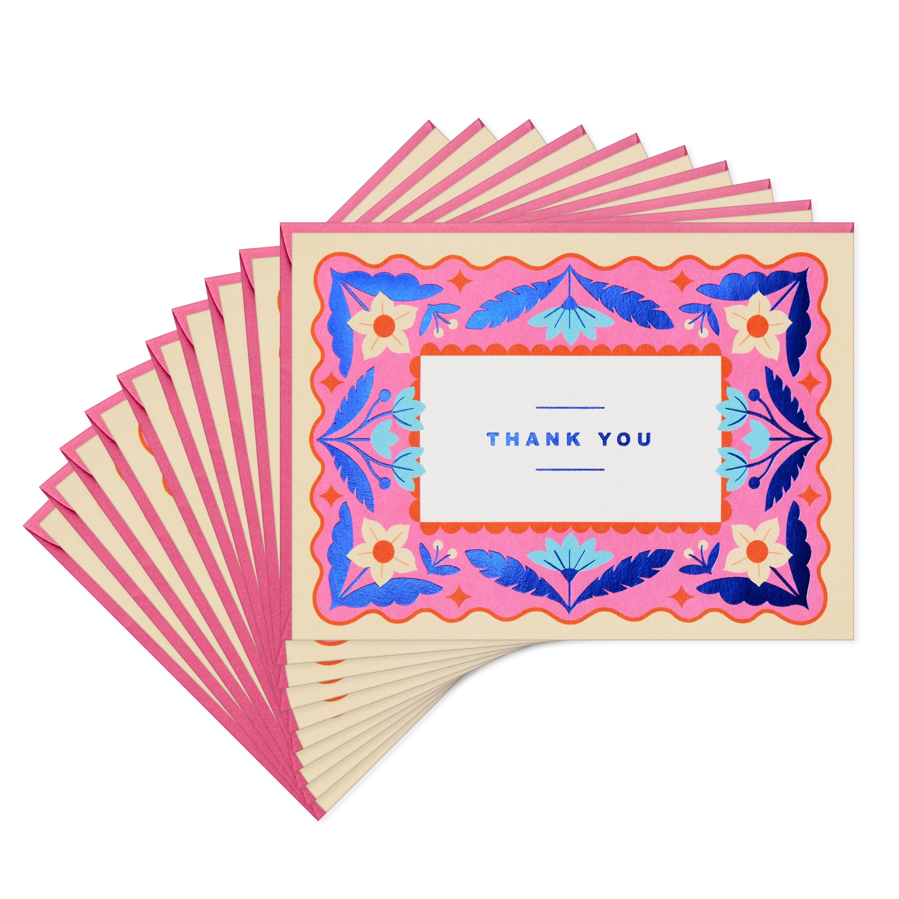 Hallmark Blank Thank You Notes (Eclectic Pink Floral), Pack of 10