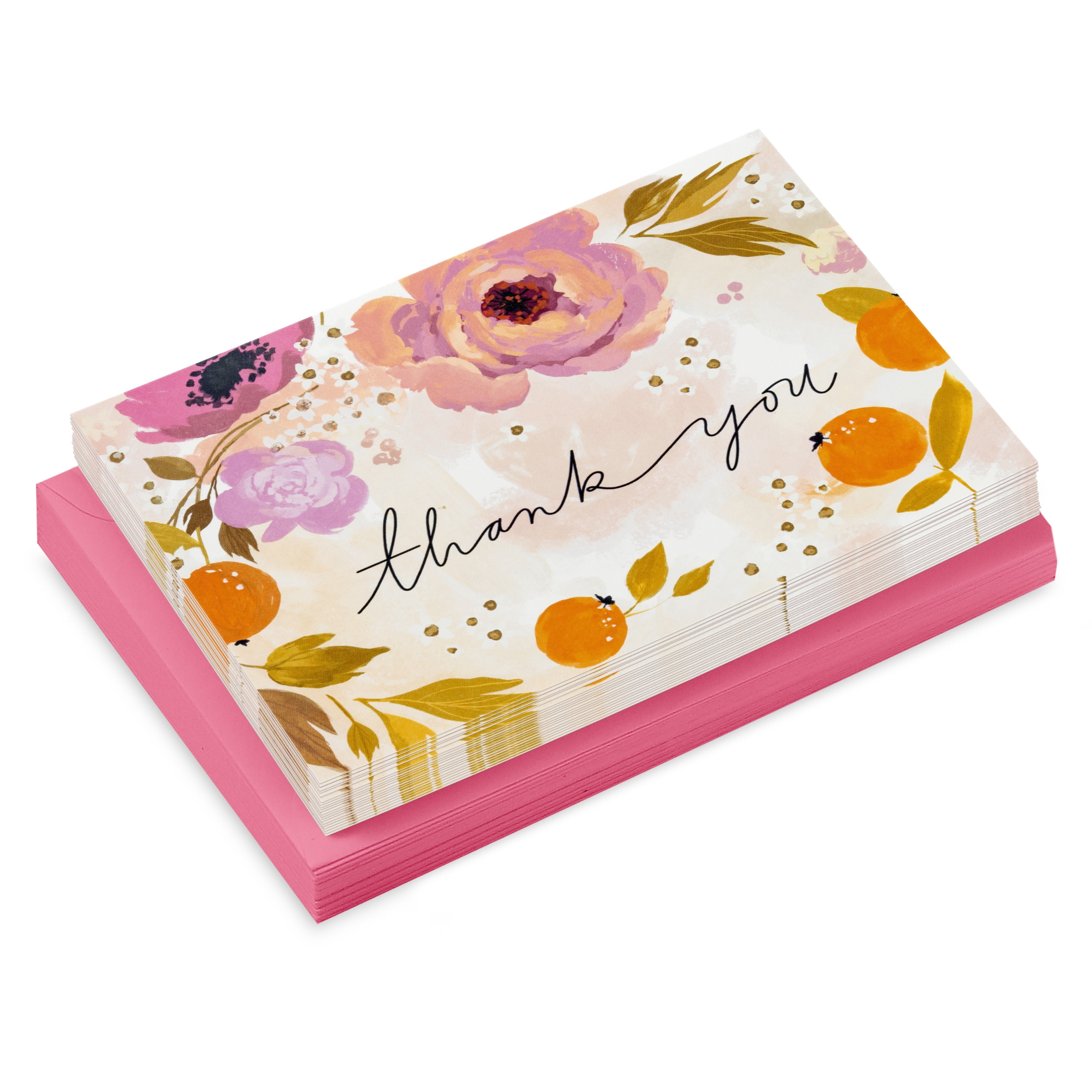 Hallmark Blank Thank You Notes (Pink Watercolor Floral), Pack of 20
