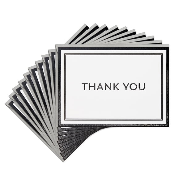Hallmark Blank Thank You Notes (Elegant Black and White Framed), Pack of 10