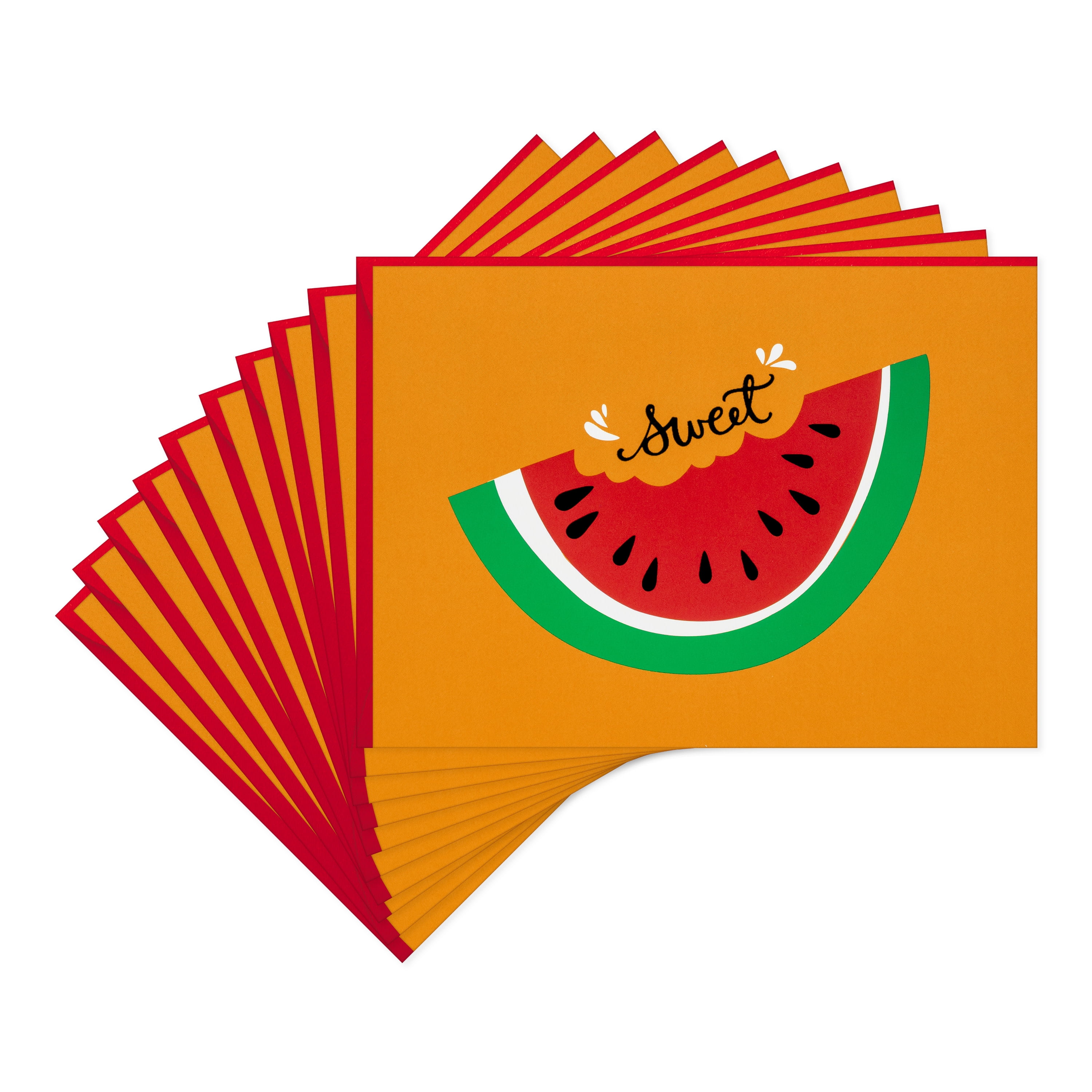 Hallmark Blank Notes (Sweet Watermelon on Orange), 10 Count