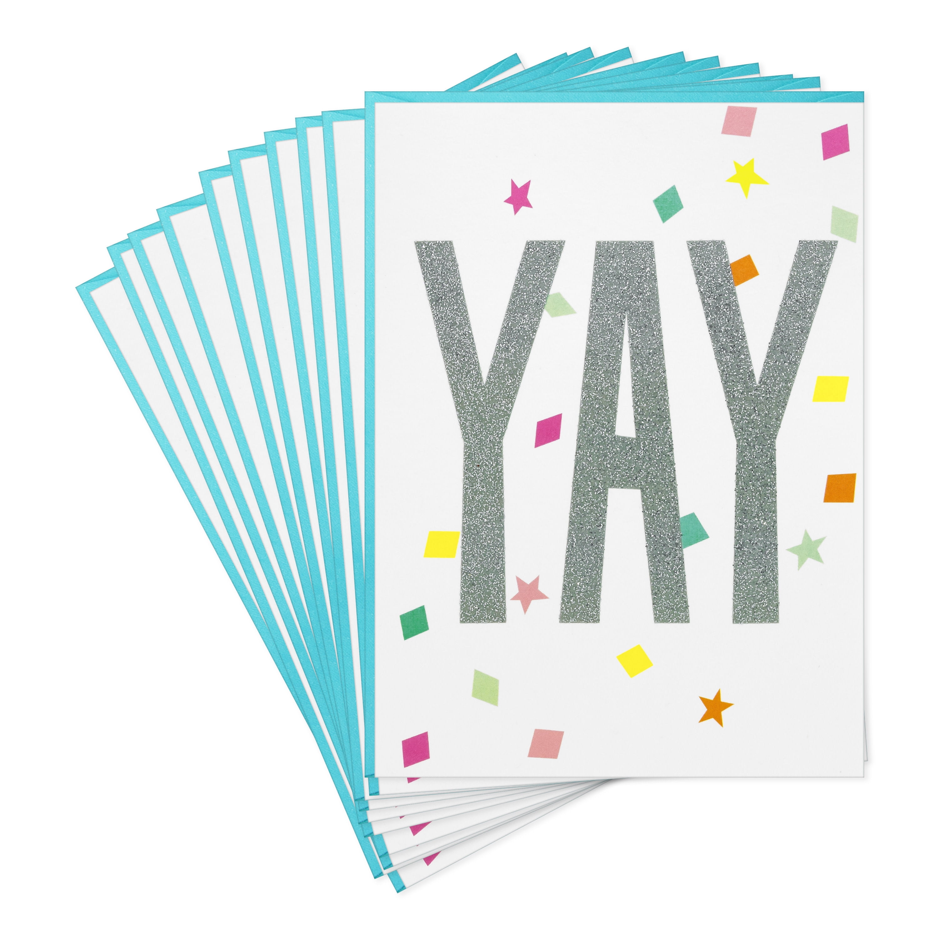 Hallmark Blank Notes (Sparkles and Confetti Yay), Pack of 10