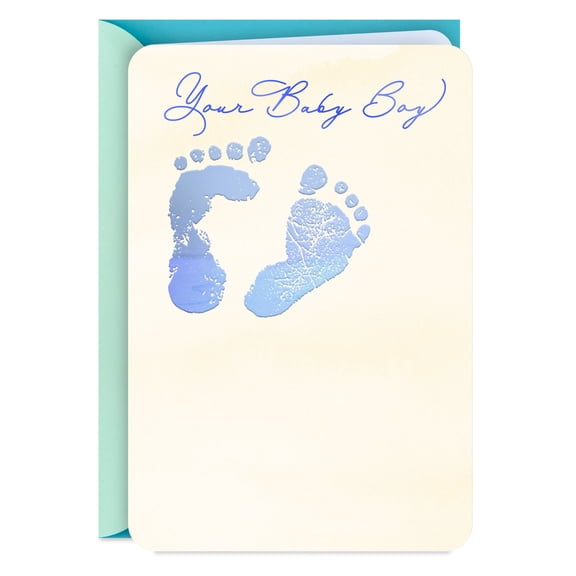 Hallmark New Baby Boy Card (Footprints on Your Heart)