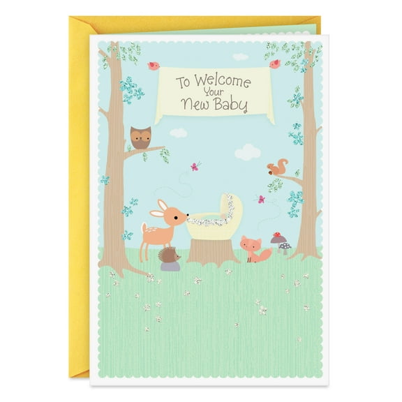 Hallmark Sentimental Studios A Hmk Co. Baby Card - Woodland Baby Animals