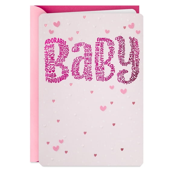 Hallmark New Baby Girl Card (Pink Word Art)