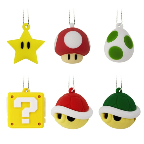 Hallmark Mini Christmas Ornaments (Nintendo Super Mario, Shatterproof), Set of 6
