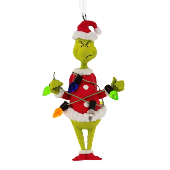 Hallmark Christmas Ornament (Grinch With String Lights), 1 Count