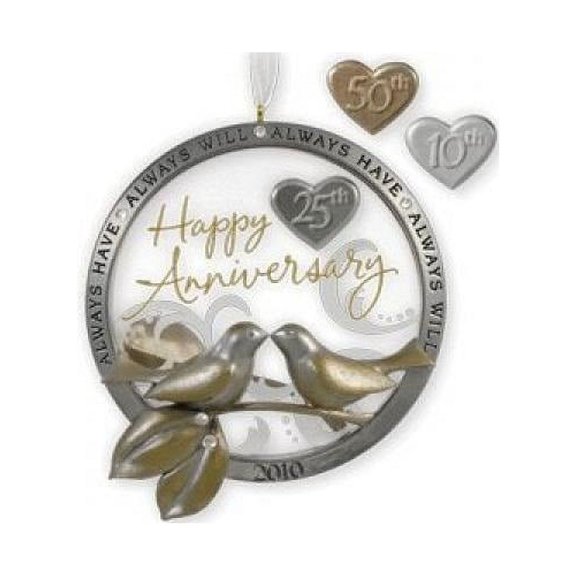 Hallmark Ornament 2010 Anniversary Celebration + charms for 10, 25 & 50th