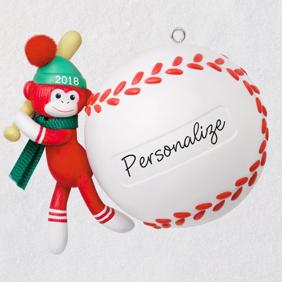 Hallmark Ornament 2018 Sock Monkey Baseball Star