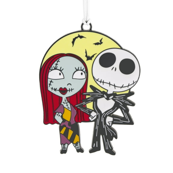 Hallmark Christmas Ornament (Disney Tim Burton's The Nightmare before Christmas Jack and Sally with Moon, Metal) 1 Count