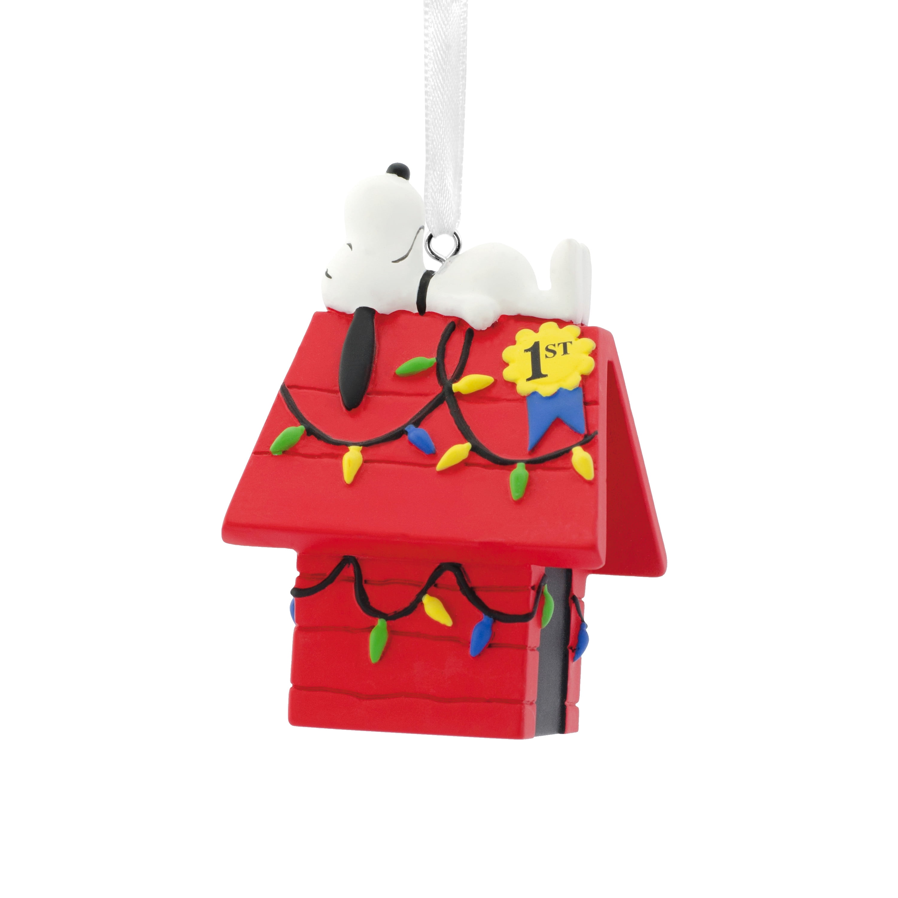 Hallmark Ornament Peanuts Snoopy On Decorated Doghouse