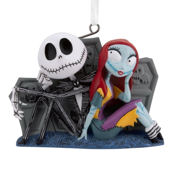Hallmark Christmas Ornament (Disney Tim Burton's The Nightmare before Christmas Jack and Sally with Tombstones), 1 Count
