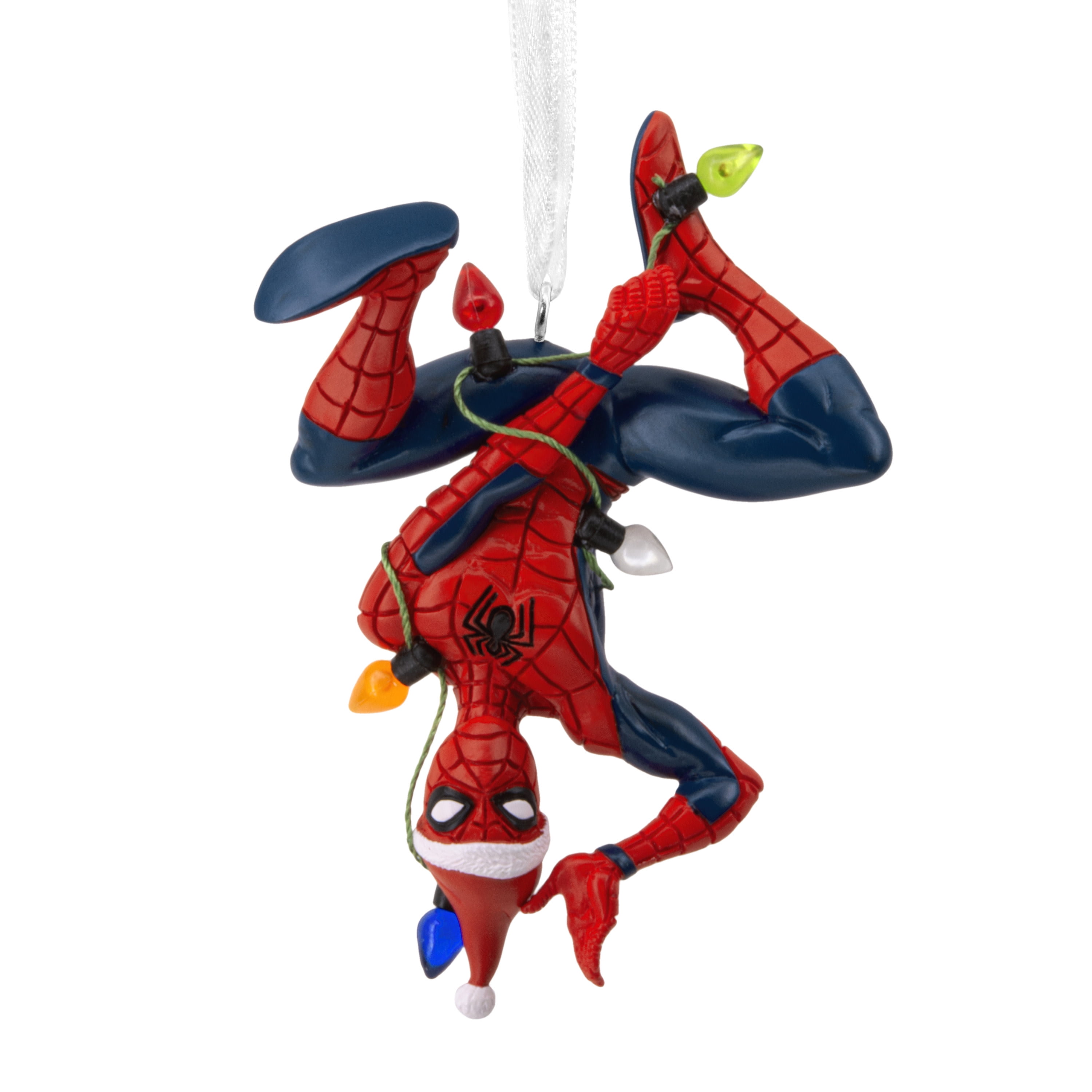 Hallmark Christmas Ornament (Marvel Spider-Man Hanging from Lights), 1 Count