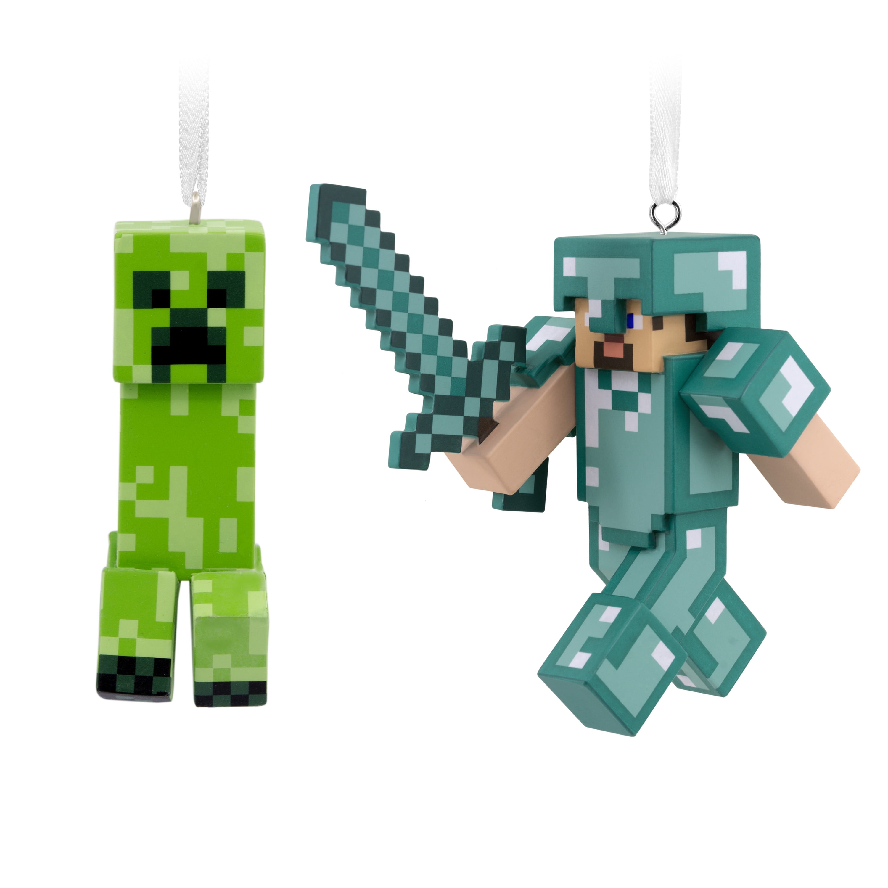 Hallmark Ornaments (Minecraft Diamond Armor Steve and Creeper), Set of