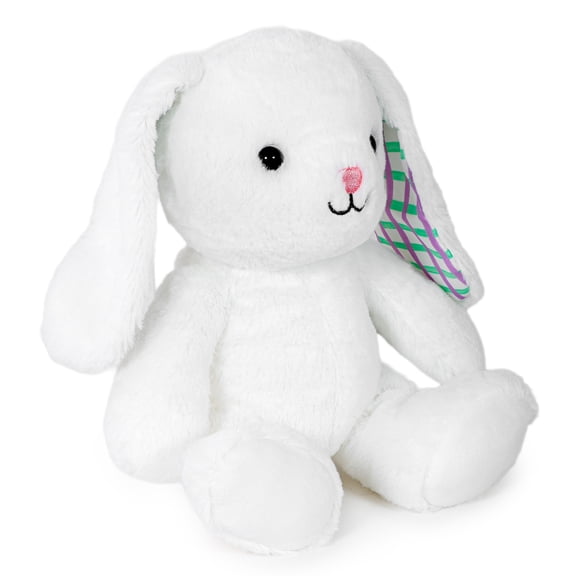 Hallmark Easter Bunny Plush (White With Plaid Ears), 8" H
