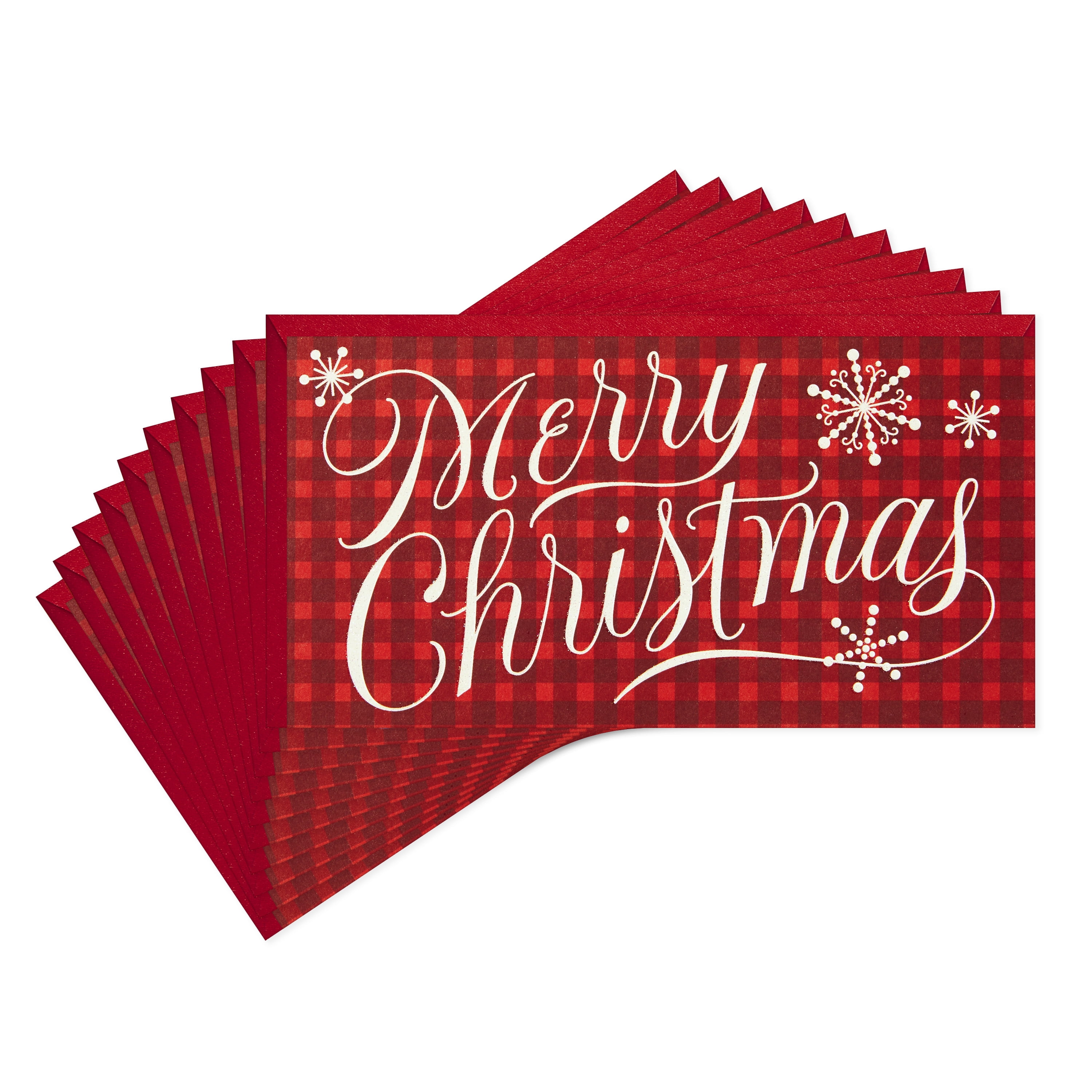Hallmark Pack of Christmas Money or Gift Card Holders, Merry Christmas Plaid (10 Greeting Cards with Envelopes)