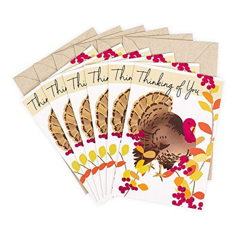 Hallmark Pack of Thanksgiving Cards, Turkey (6 Cards with Envelopes ...