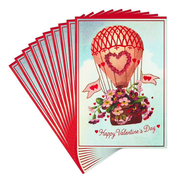 Hallmark Pack of Valentines Day Cards, Vintage Hot Air Balloon (10 Valentine's  Day Cards with Envelopes) 