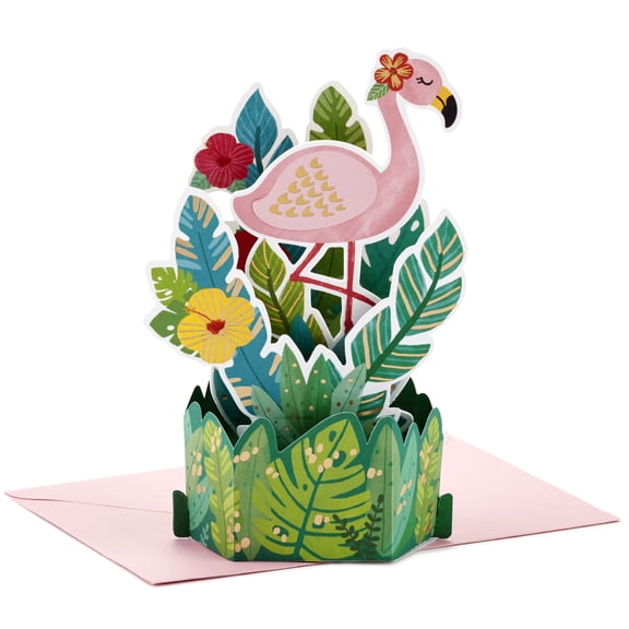 Hallmark Paper Wonder 3D Pop-Up Thinking of You Hello Card (Sunny Flamingo)
