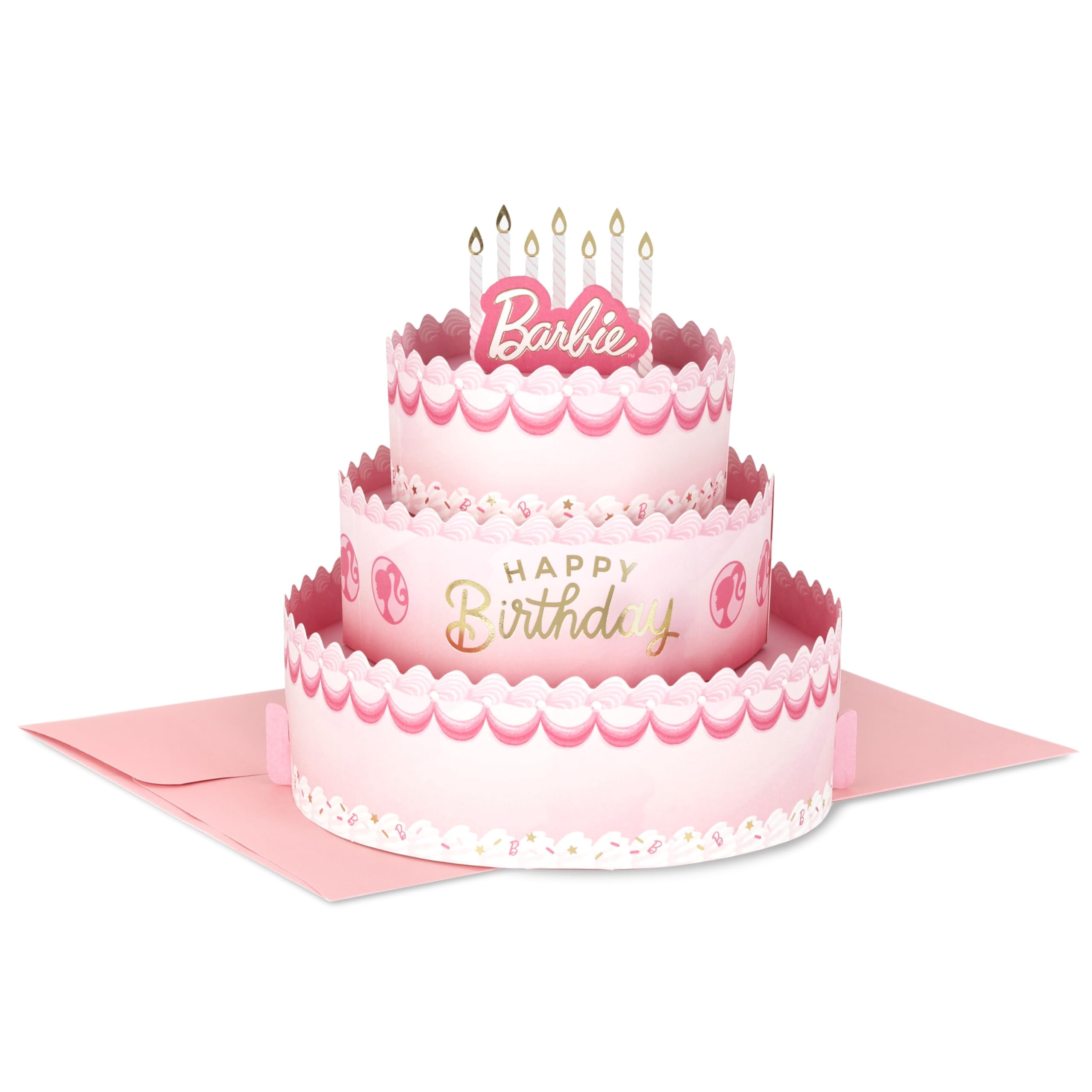 Hallmark Paper Wonder Barbie Pop-Up Card (Pink Birthday Cake) for Kids ...
