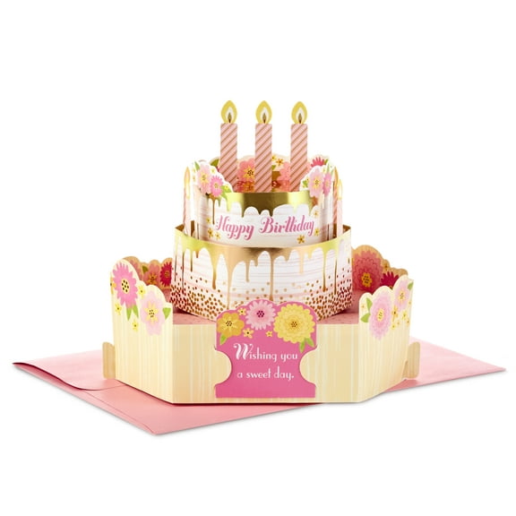 Hallmark Paper Wonder Birthday Pop Up Greeting Card for Women (Pink and Gold Birthday Cake)