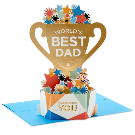 Hallmark Paper Wonder Displayable Pop Up Fathers Day Greeting Card (World's Best Dad Trophy)