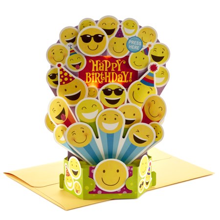 Hallmark Paper Wonder Musical Birthday Greeting Card with Light (Happy Emojis)