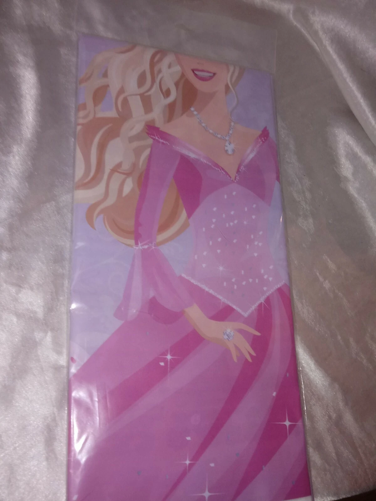 Hallmark Party Express Barbie Princess Plastic Tablecover 54" X 102" Pink/Purple