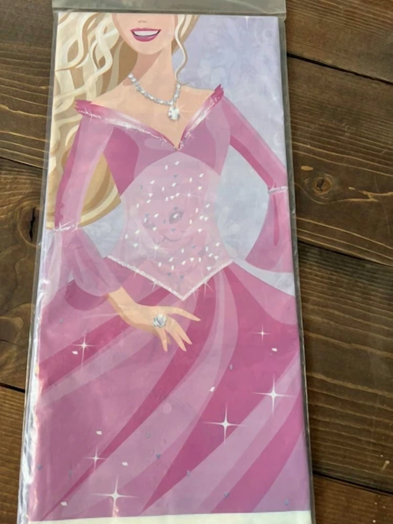 Hallmark Party Express Barbie Vtg 2006 Plastic Tablecover 54" X 102" Pink/Purple