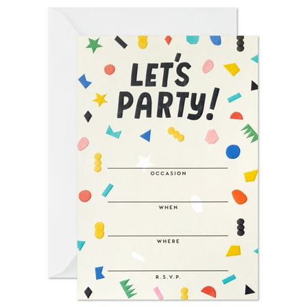 Hallmark Multicolored Blank Printed Invitation Set, Paper Cutout Confetti, 20 Ct.