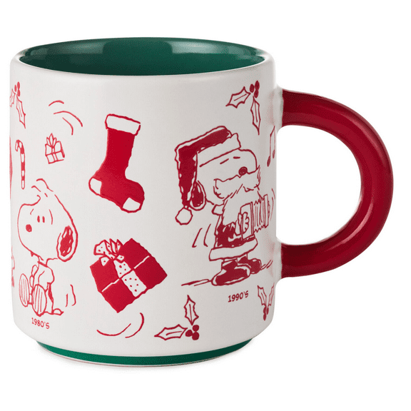 Hallmark Peanuts Holiday Snoopy Through the Decades Coffee Mug New