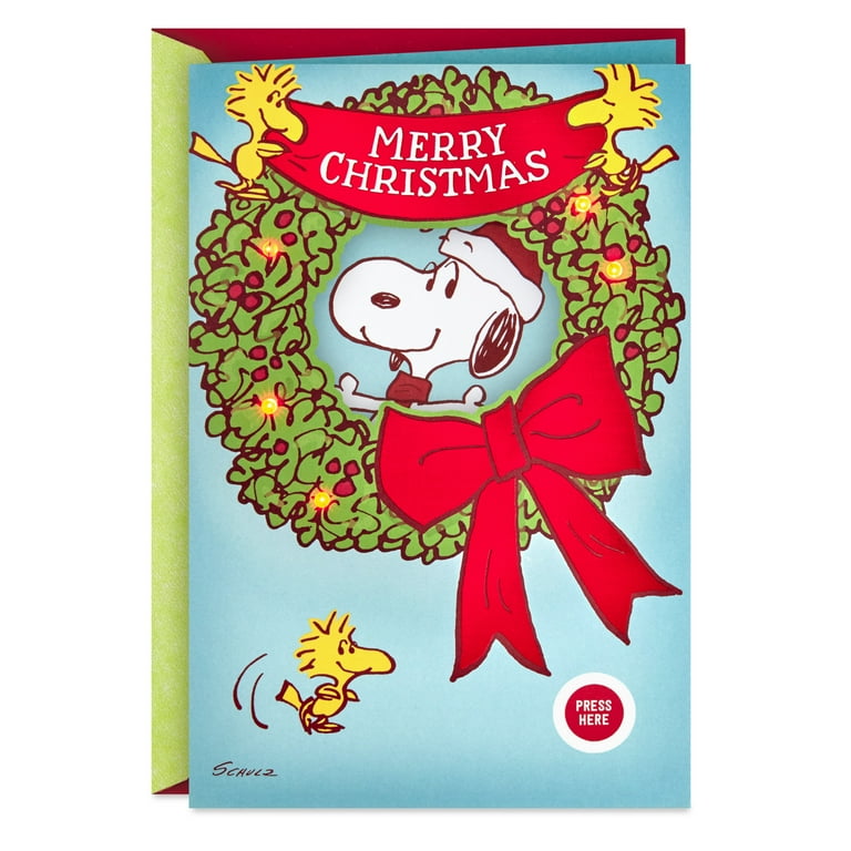 PEANUTS - 【新品】hallmark スヌーピー クリスマス ミュージック ライトアップ Hallmark Peanuts Musical Christmas Card With Light (Snoopy
