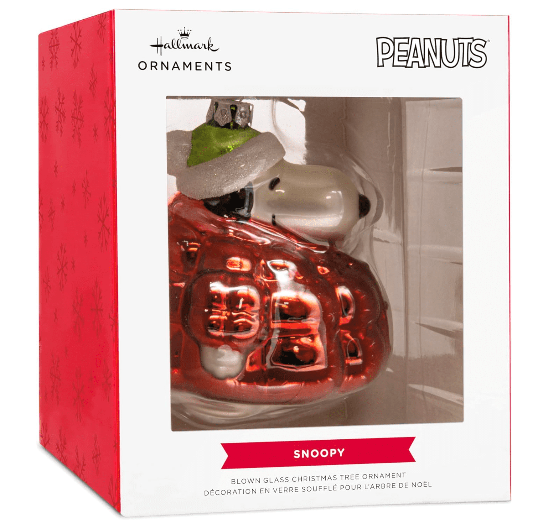 Hallmark Peanuts Snoopy in Puffer Coat Glass Christmas Ornament