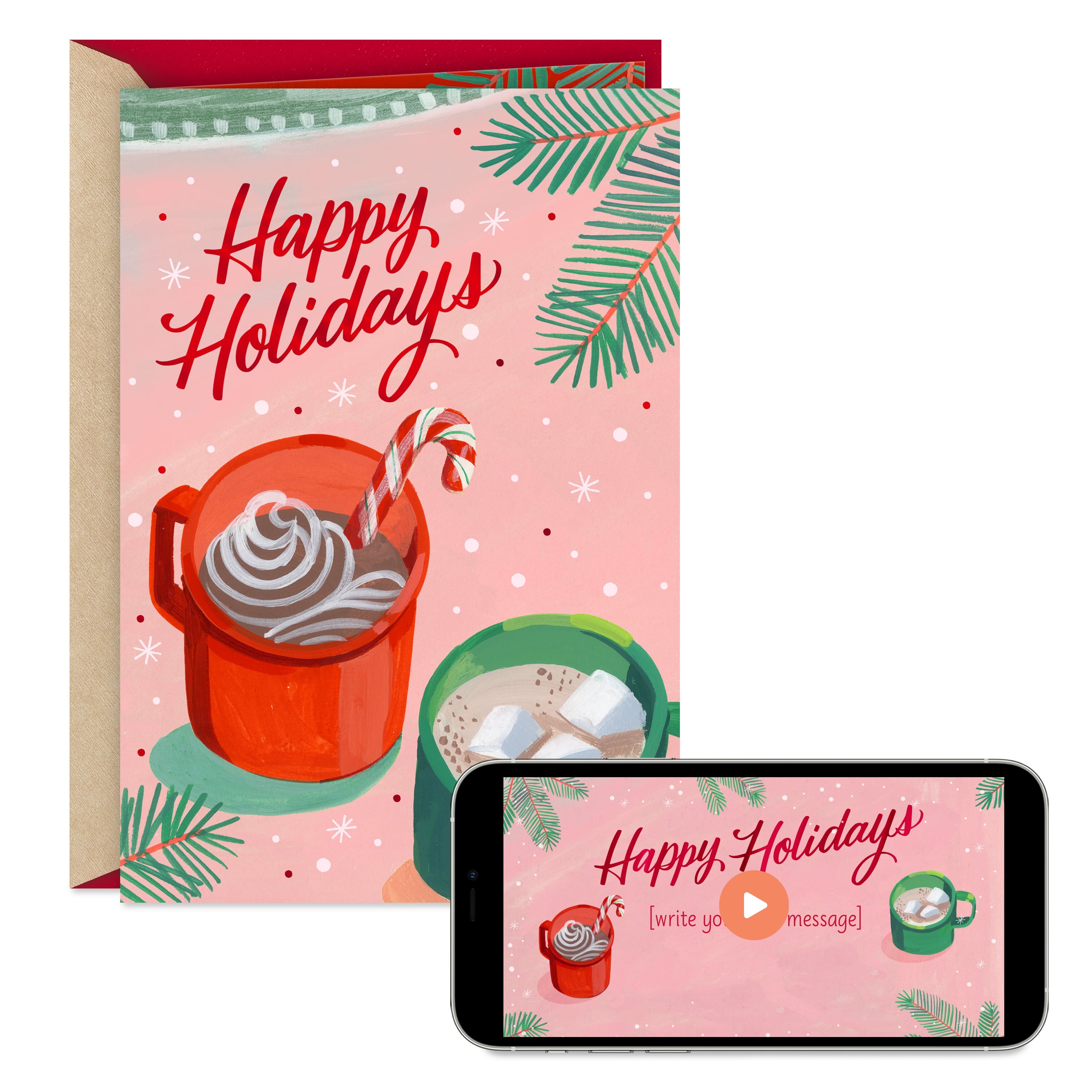 Hallmark Personalized Video Holiday Card, Hot Cocoa (Record Your Own Video Greeting)