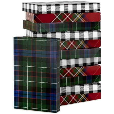 Hallmark Plaid Shirt Box Bundle (12 Boxes, 3 Designs) Blue, Green, Red Plaid, Black Buffalo Check